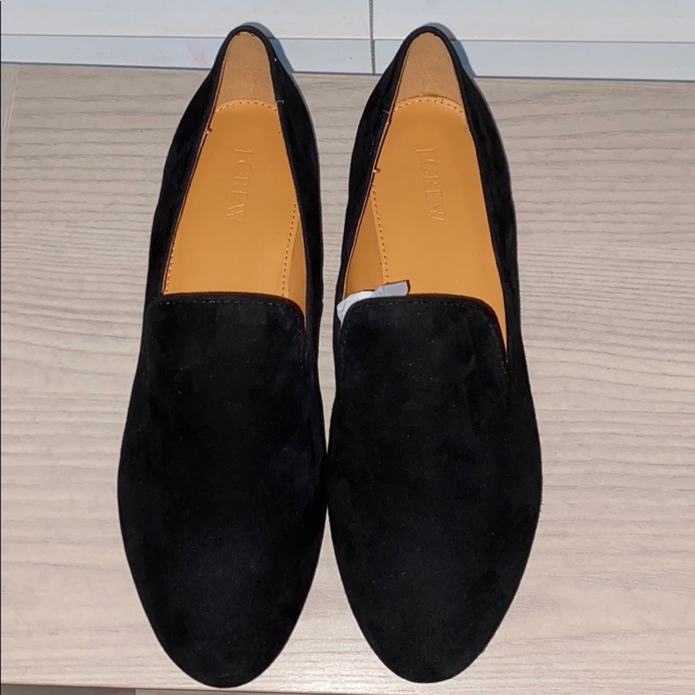 J crew black leather suede women’s loafer